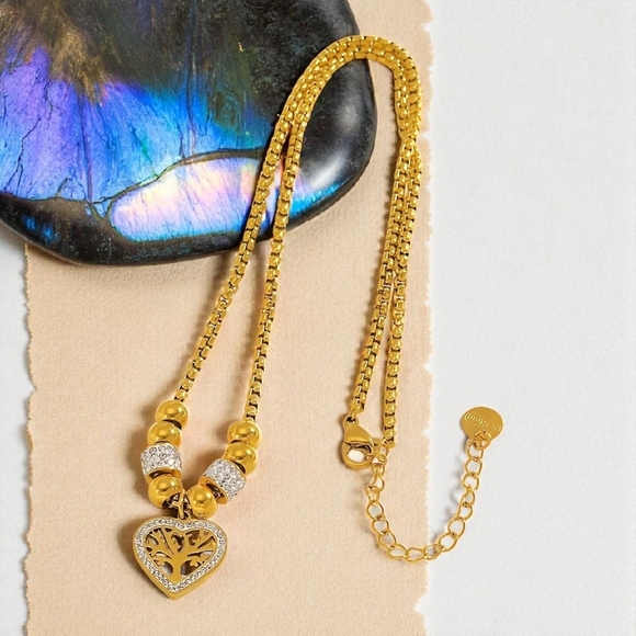 18K Gold-Plated Stainless Steel Elegant Necklace๐ณTree of Life Heart Charm ๐ - Picture 6 of 11